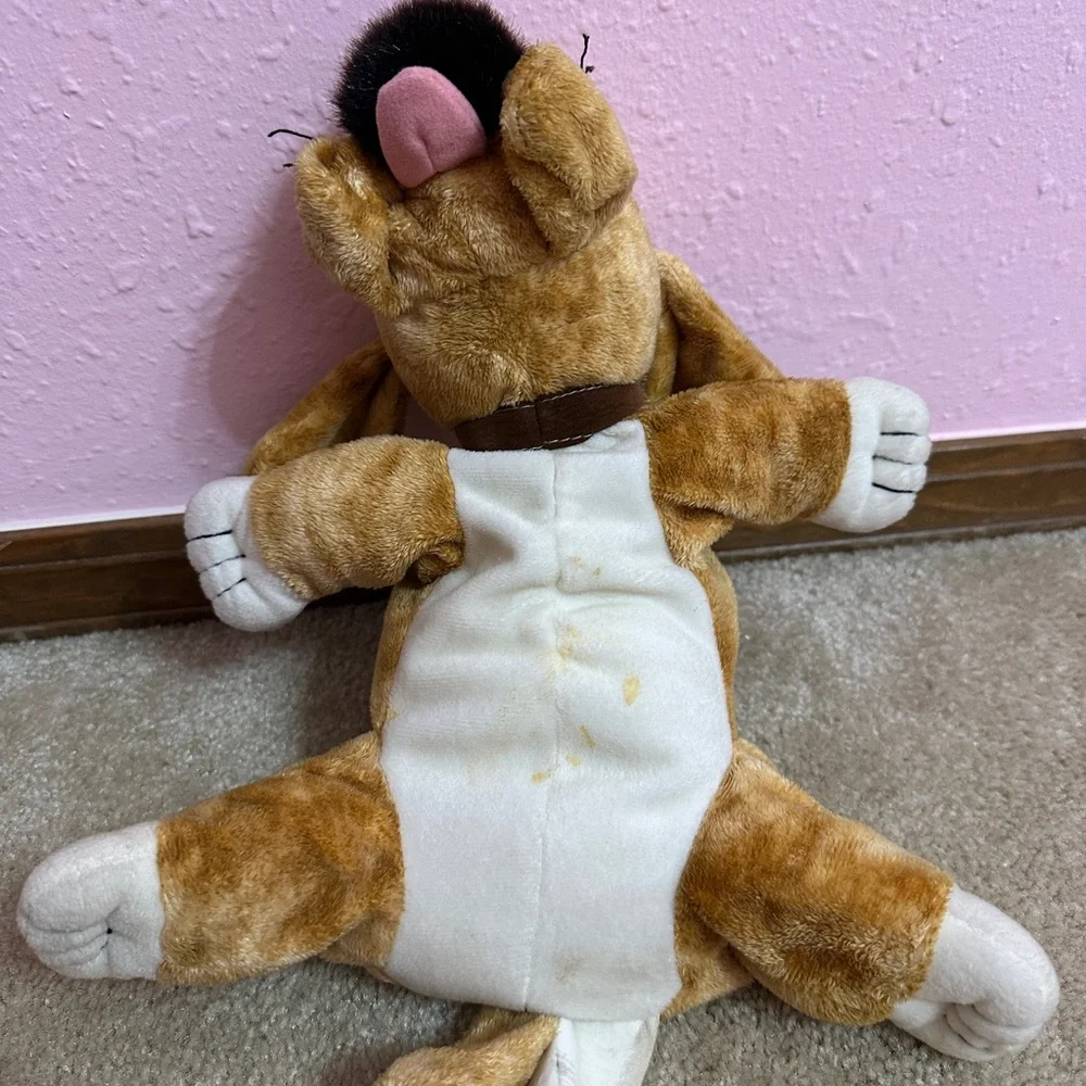 Vintage Walmart Lovable Huggable Lying Dog Plush 12” Brown white Hound Dog